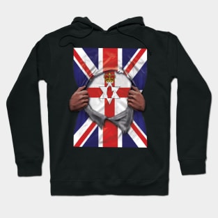 Northern Ireland Flag Great Britain Flag Ripped - Gift for Irish From Northern Ireland Hoodie